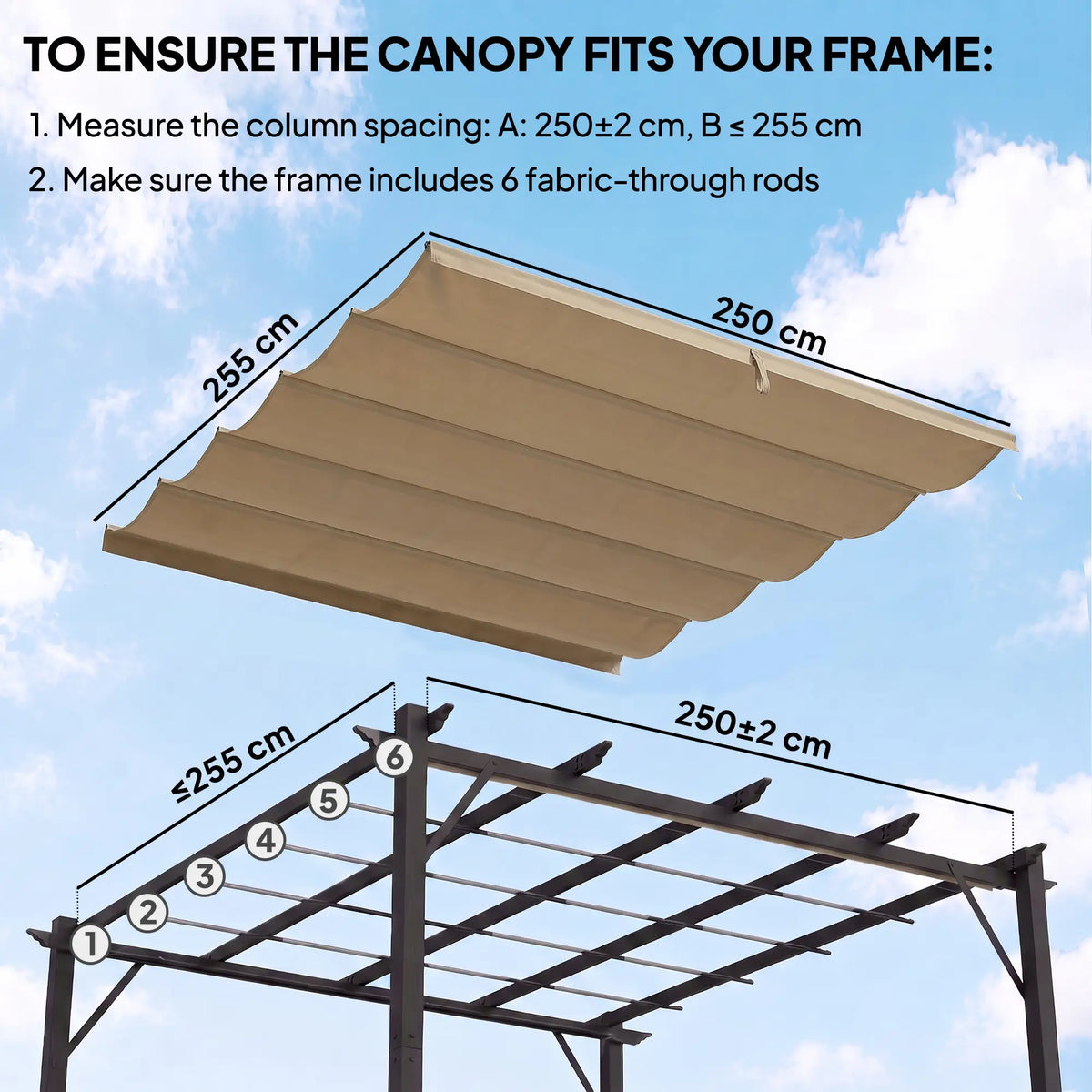 Retractable Pergola Canopy Replacement, 8.2'x8.4', Tan Gazebo Canopy Replacement at Gallery Canada