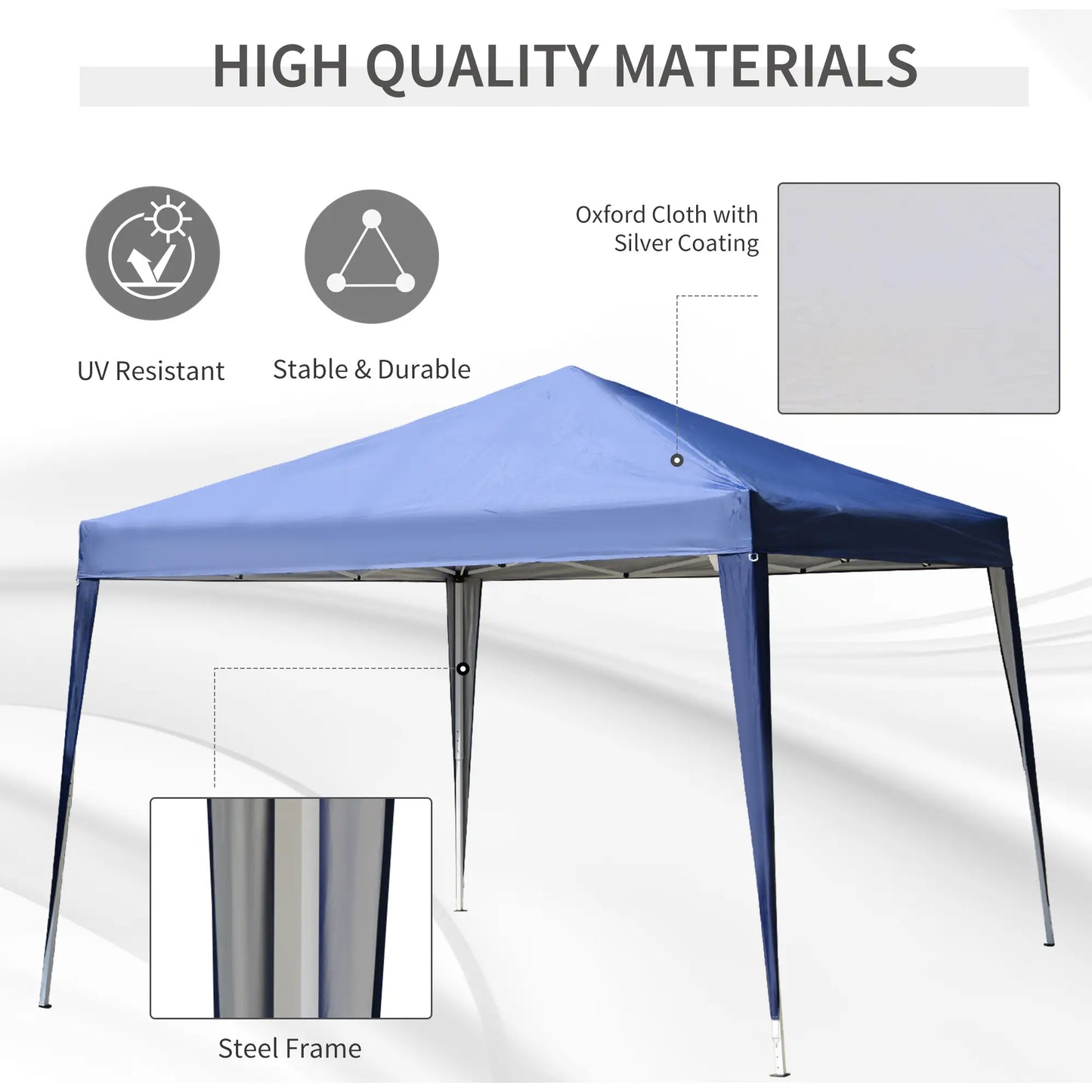 10 x 10ft Folding Pop Up Tent, Outdoor Gazebo Canopy, Blue Pop Up Canopies at Gallery Canada