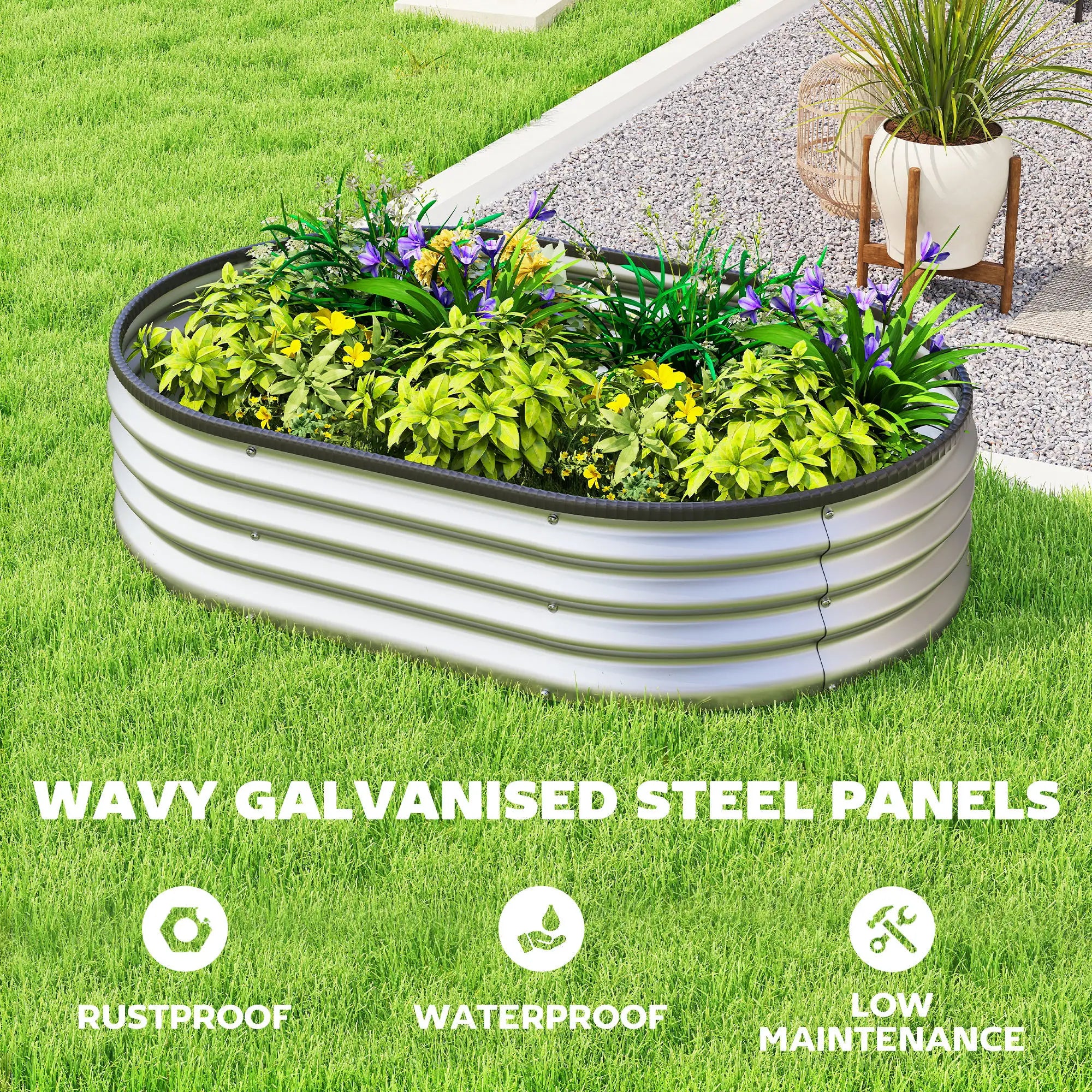 Galvanized Raised Garden Bed, 4 x 3 x 1 ft, Silver Galvanized Planter Boxes at Gallery Canada