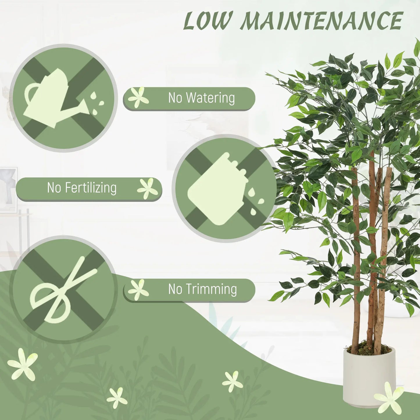 4FT Artificial Banyan Tree Set Of 2, Fake Potted Tree With Wood Trunk Artificial Trees at Gallery Canada