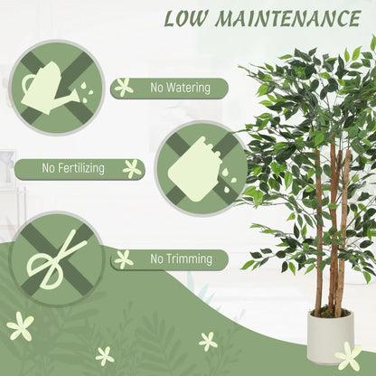 4FT Artificial Banyan Tree Set Of 2, Fake Potted Tree With Wood Trunk Artificial Trees at Gallery Canada