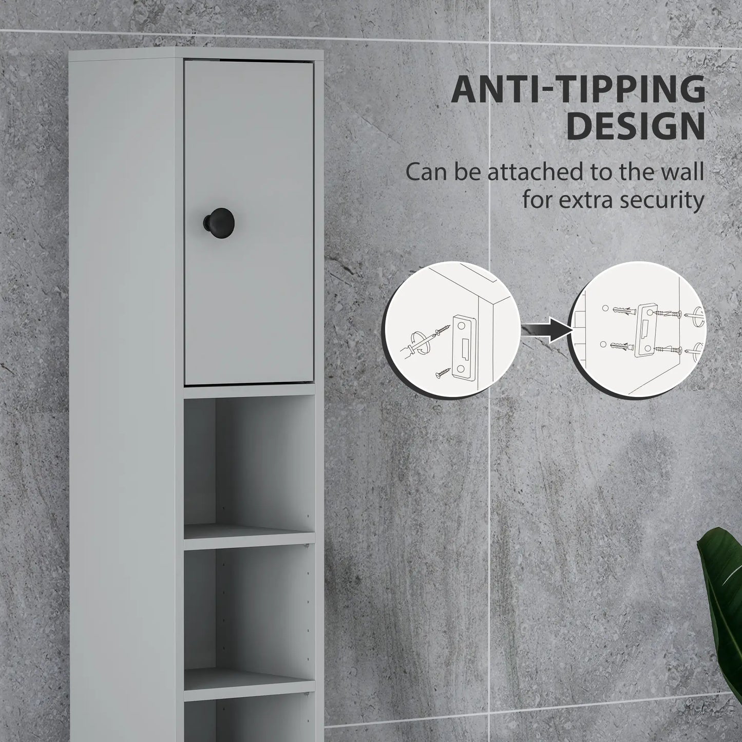 71" Tall Bathroom Cabinet, Narrow Toilet Paper Storage, 2 Door, Adjustable Shelves, Grey Bathroom Cabinets at Gallery Canada