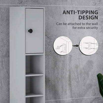 71" Tall Bathroom Cabinet, Narrow Toilet Paper Storage, 2 Door, Adjustable Shelves, Grey Bathroom Cabinets at Gallery Canada