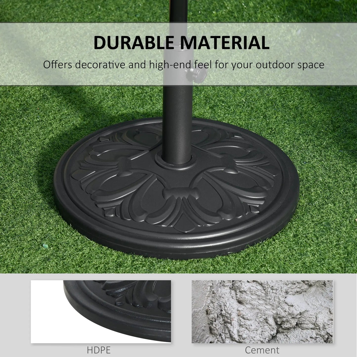 29lbs Heavy Duty Umbrella Base, 19" Round Parasol Stand, HDPE Cement, Black Umbrella Bases at Gallery Canada