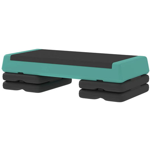 Adjustable Exercise Step Platform, 3-Level with Risers 4", 6", 8" Aerobic Stepper, 550lbs Weight Capacity, Green Aerobic Equipment Green and Black at Gallery Canada