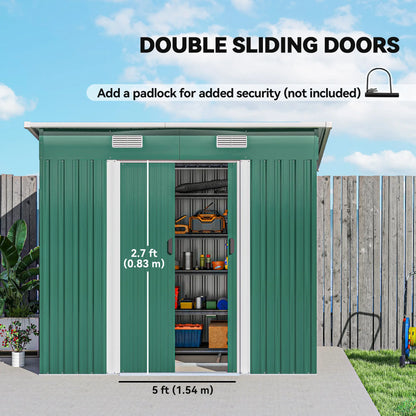 7'x 4' Metal Patio Storage Shed, Garden Tool Utility, Green Sheds at Gallery Canada