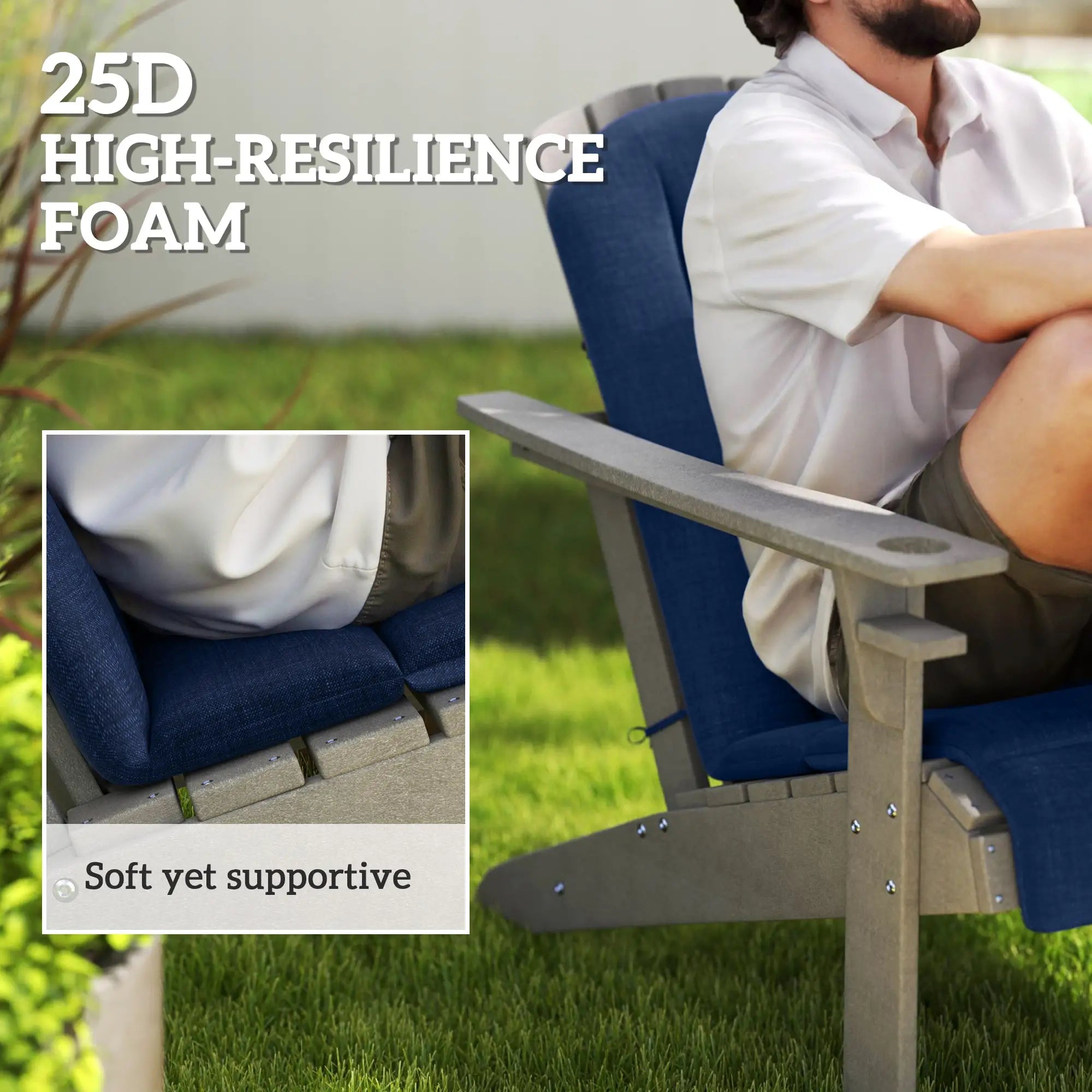 Set of 2 Patio Chair Cushions, High Back, High-Density Foam, Navy Blue Patio Chair Cushions at Gallery Canada