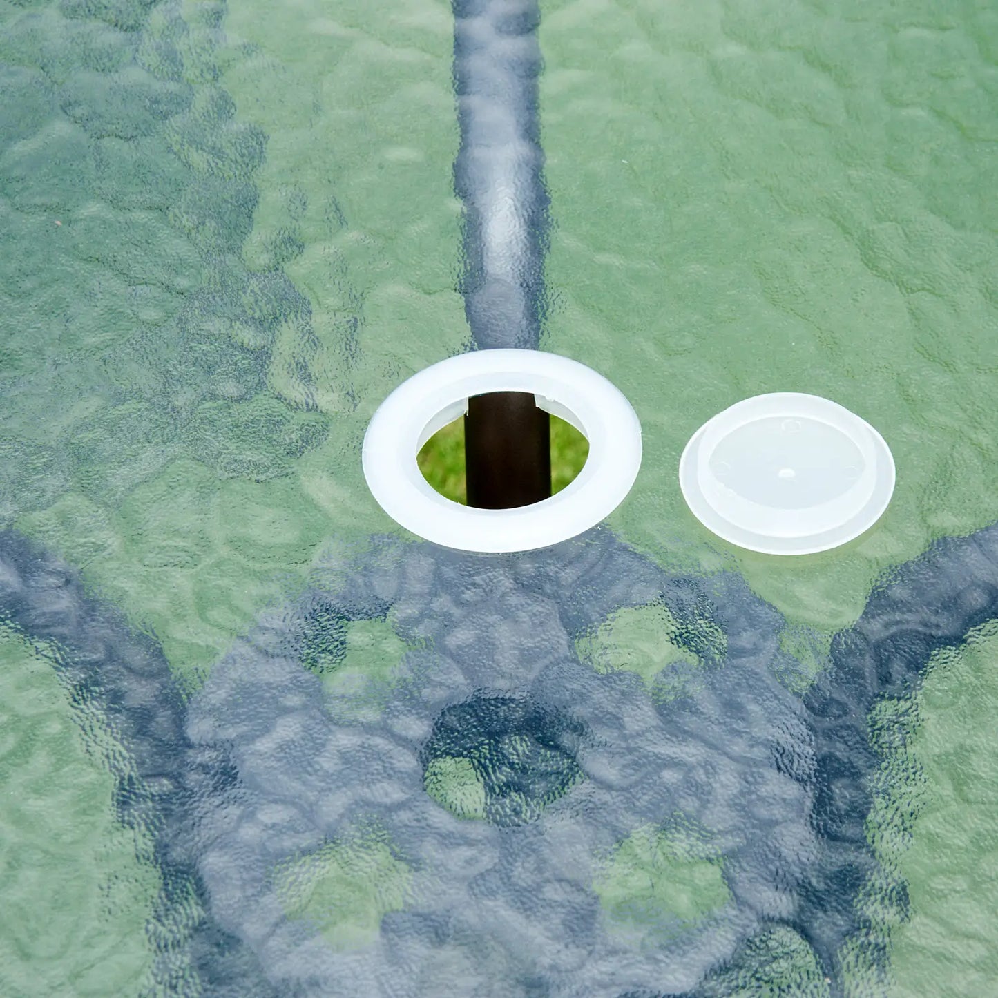 6-Piece Outdoor Dining Set, Round Table, 4 Folding Chairs, Black