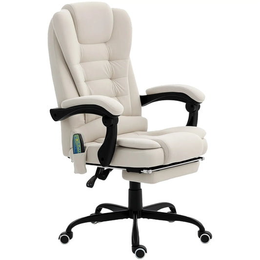 7-Point Vibrating Massage Chair, Reclining Office Chair with Footrest, Beige Massage Chairs Beige at Gallery Canada