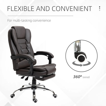 High Back Office Chair, PU Leather, Retractable Footrest, Padded Armrest, Coffee Executive & Manager Chairs at Gallery Canada