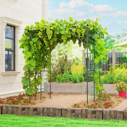 6.4FT Tall Metal Garden Arch Trellis, Plant Support With Climbing Net Plant Stands at Gallery Canada