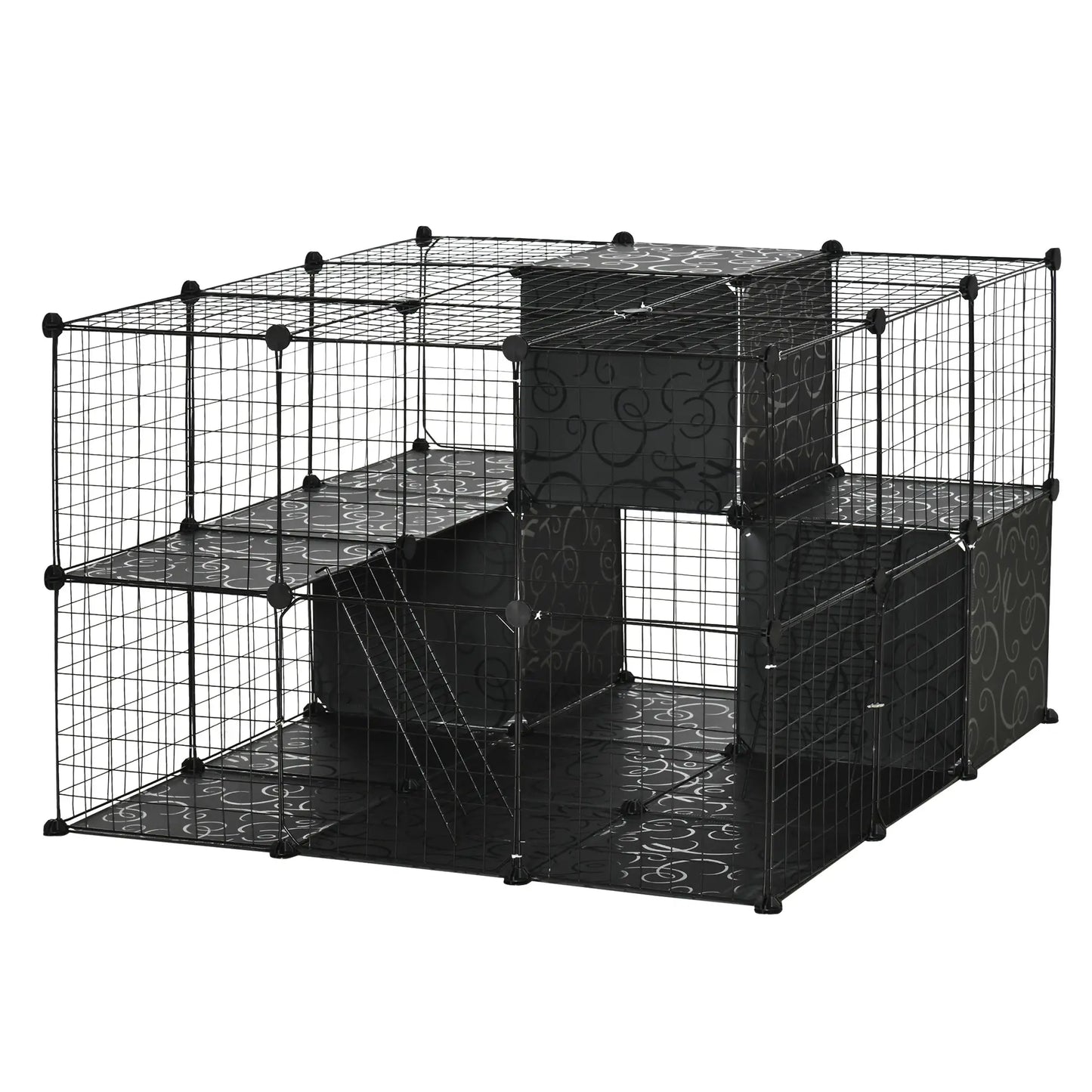56 Panels Pet Playpen, Small Animal Cage for Rabbit Houses & Habitats Black at Gallery Canada