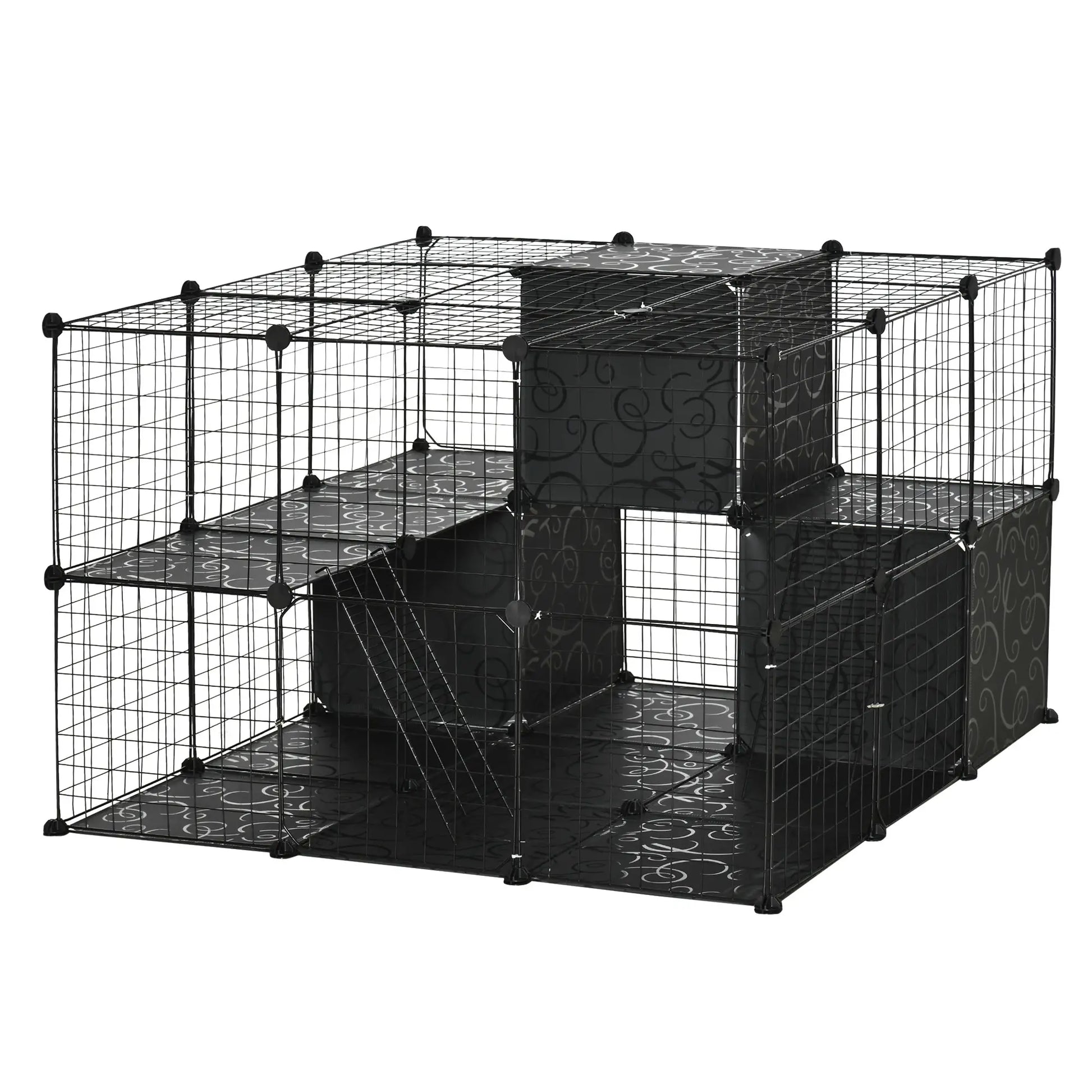 56 Panels Pet Playpen, Small Animal Cage for Rabbit Houses & Habitats Black at Gallery Canada
