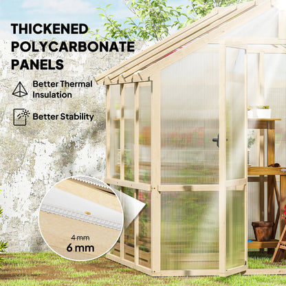6.6 x 6ft Polycarbonate Greenhouse, Wooden, Lockable Door, Brown Walk In Greenhouses at Gallery Canada