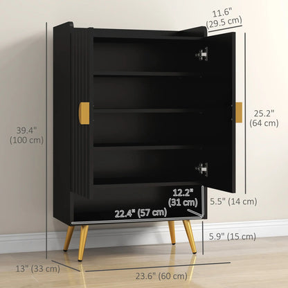 Narrow Shoe Storage Cabinet, Adjustable Shelves for 15 Pairs, Black Shoe Storage Cabinets & Racks at Gallery Canada