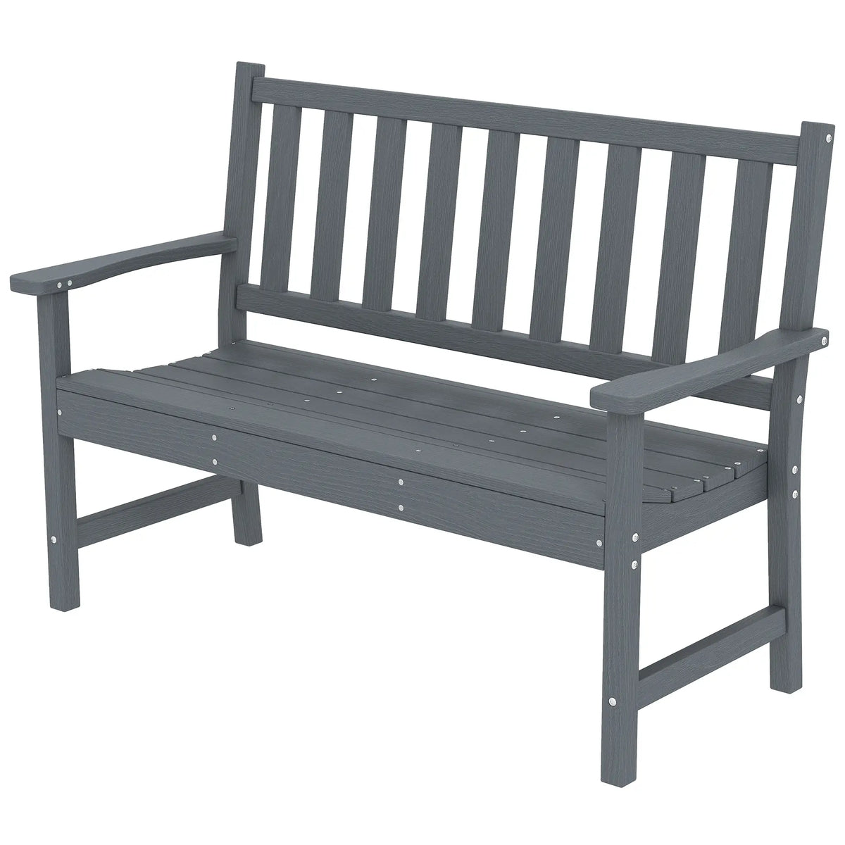 Outdoor Garden Bench, HDPE Weatherproof, 2-Person Seating Outdoor Benches Grey at Gallery Canada