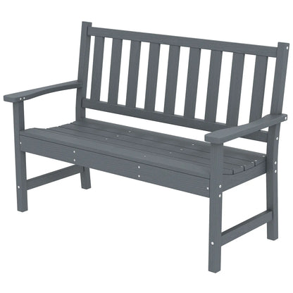 Outdoor Garden Bench, HDPE Weatherproof, 2-Person Seating Outdoor Benches Grey at Gallery Canada