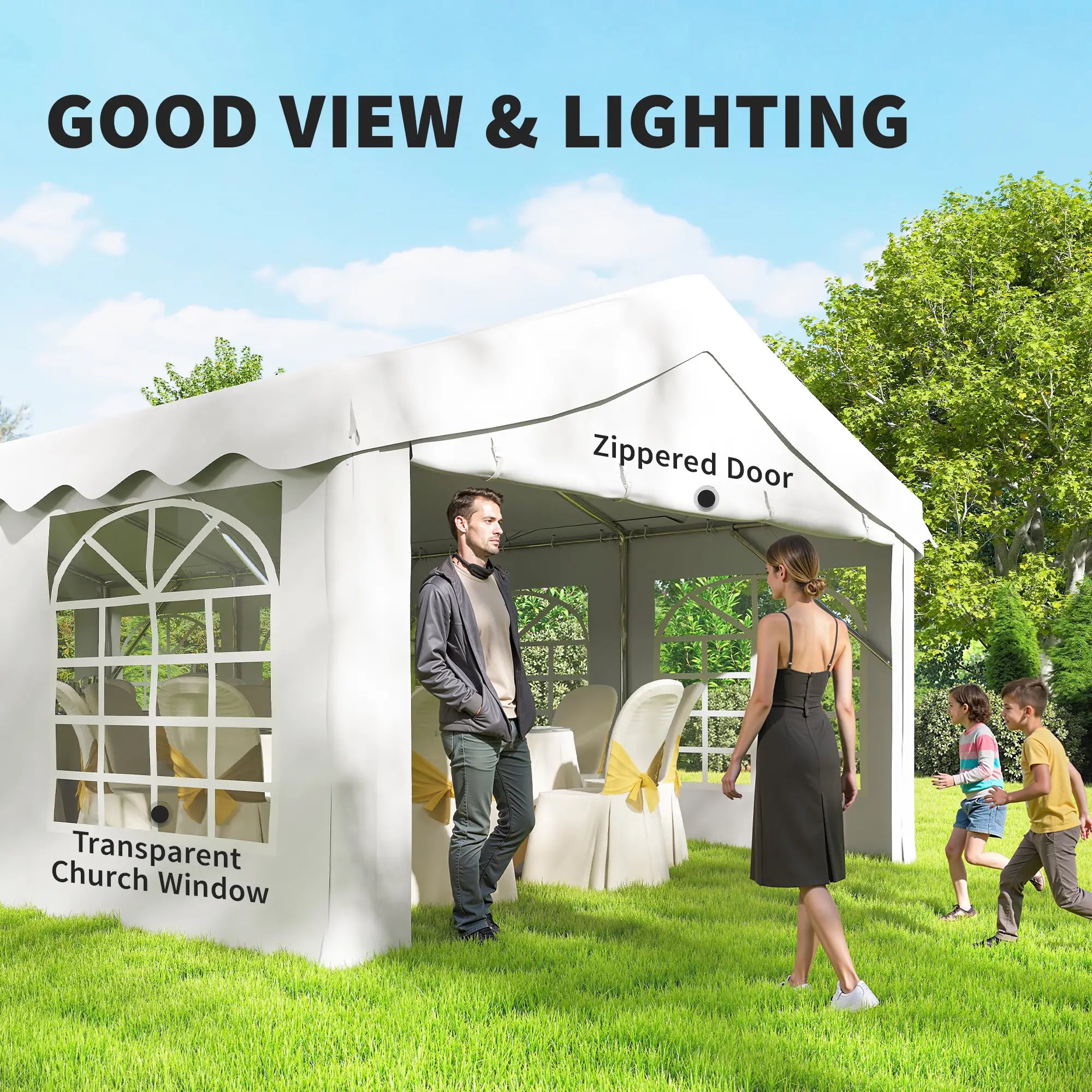 13'x26' Heavy Duty Party Tent, Portable Garage Canopy, White Canopy Tents at Gallery Canada