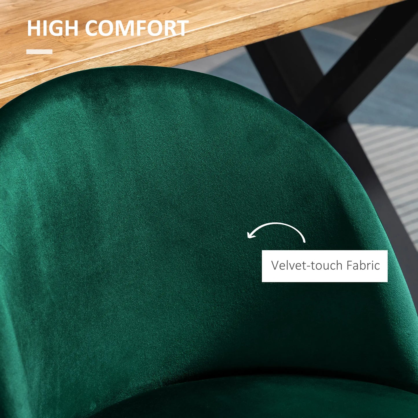 Set of 2 Mid-Back Dining Chairs, Velvet Upholstery, Green Dining Chairs at Gallery Canada