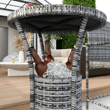 3-Piece Patio Bar Set, Rattan Bistro Table and Chairs, Mixed Grey Bistro Sets at Gallery Canada