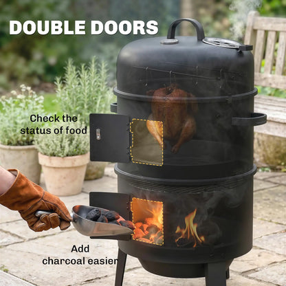 Vertical Charcoal Smoker, 2 Grill Grates, Thermometer, Vents, 2 Doors, Charcoal Charcoal BBQ Grils at Gallery Canada