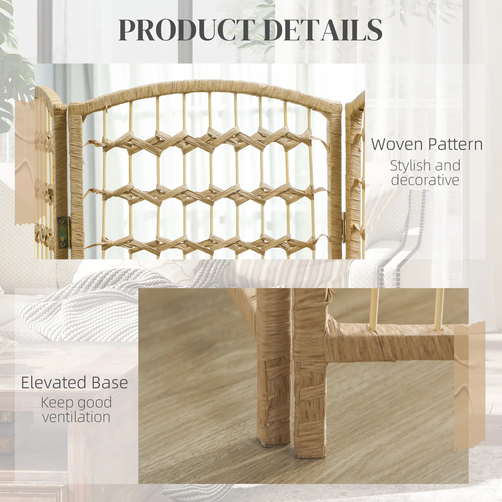 8 Panel Folding Room Divider, Portable Privacy Screen, Natural Room Dividers at Gallery Canada