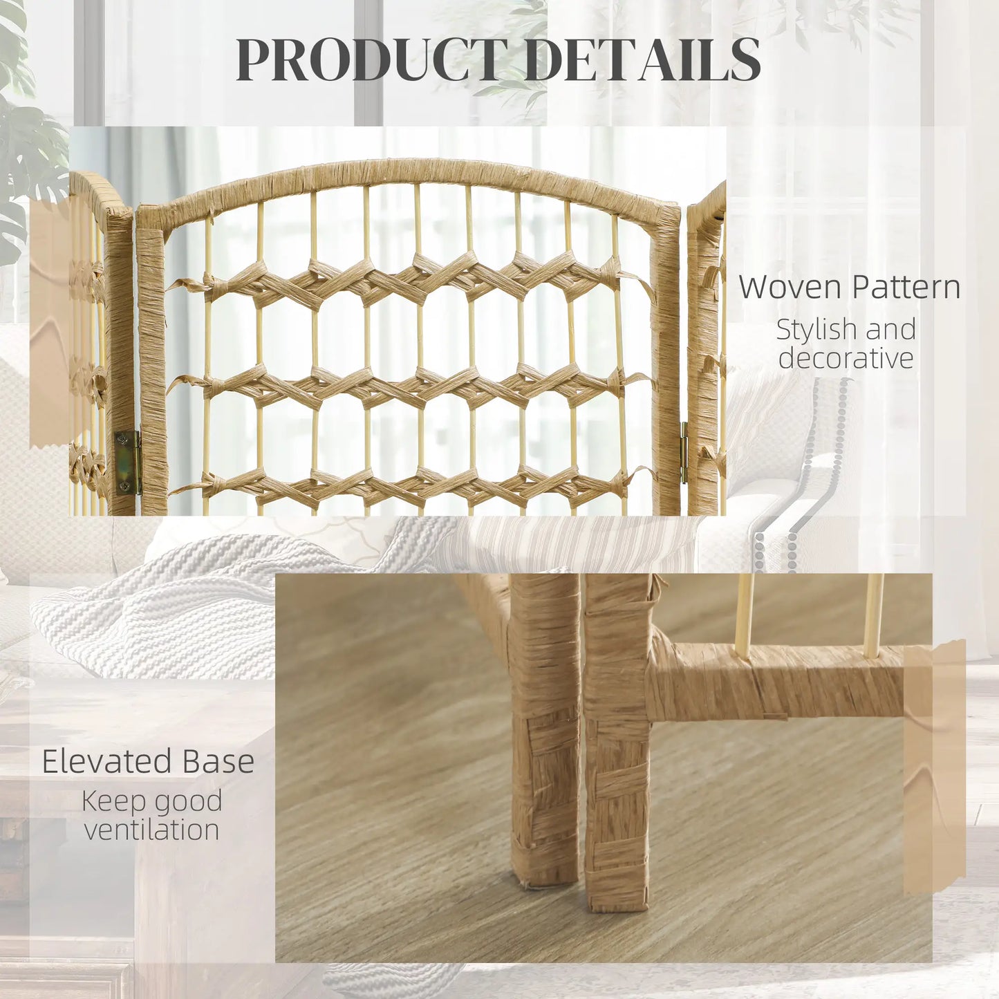 8 Panel Folding Room Divider, Portable Privacy Screen, Natural Room Dividers at Gallery Canada