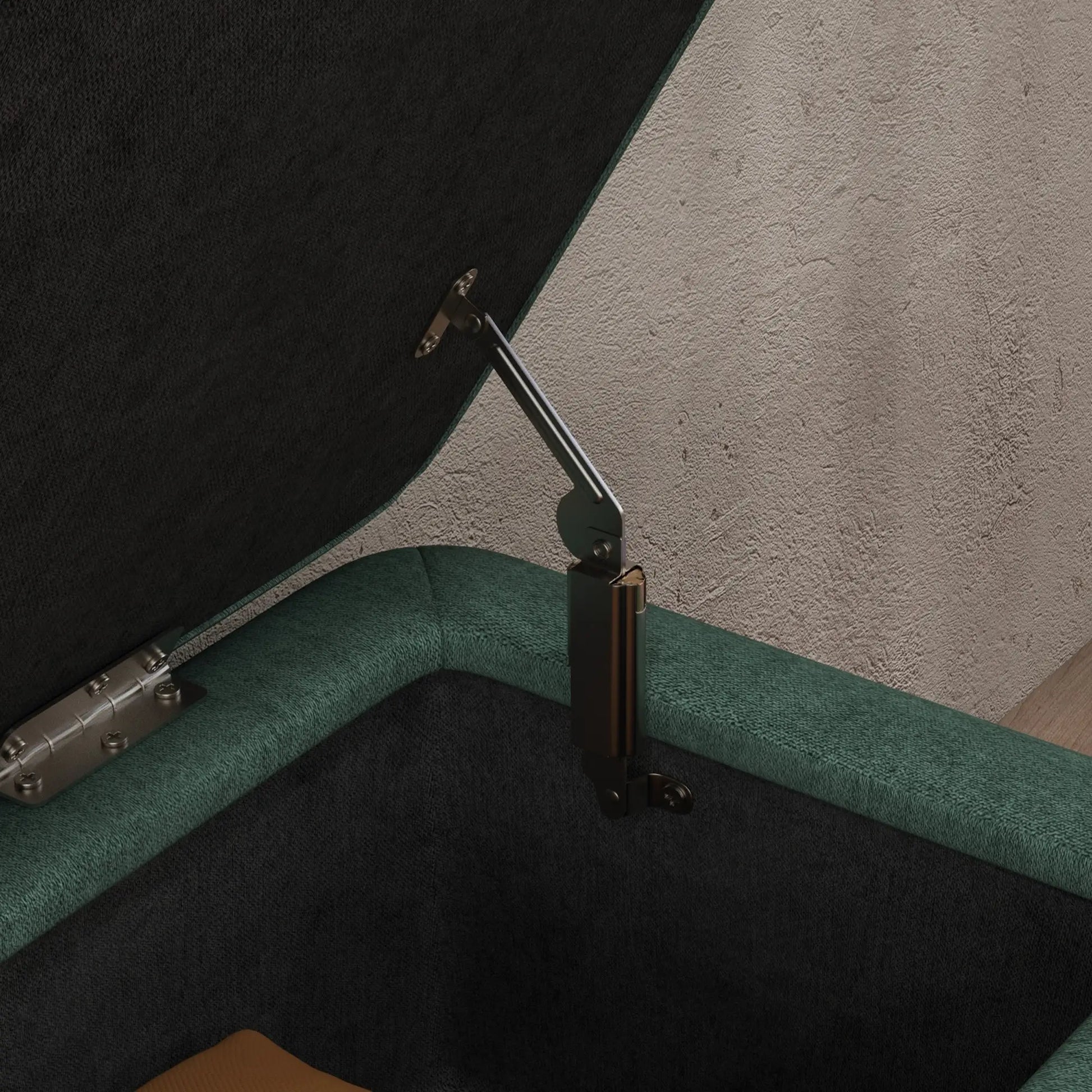 40" Ottoman with Storage, Linen Upholstered Storage Ottoman Bench with Steel Legs for Living Room, Bedroom Dark Green Storage Ottomans & Benches at Gallery Canada