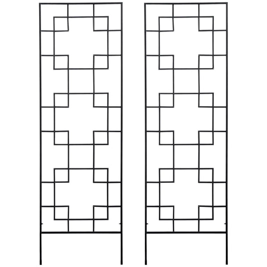 2 Pack Garden Trellis, Metal Grid Panels for Climbing Plants, 72" Tall Plant Stands Black at Gallery Canada