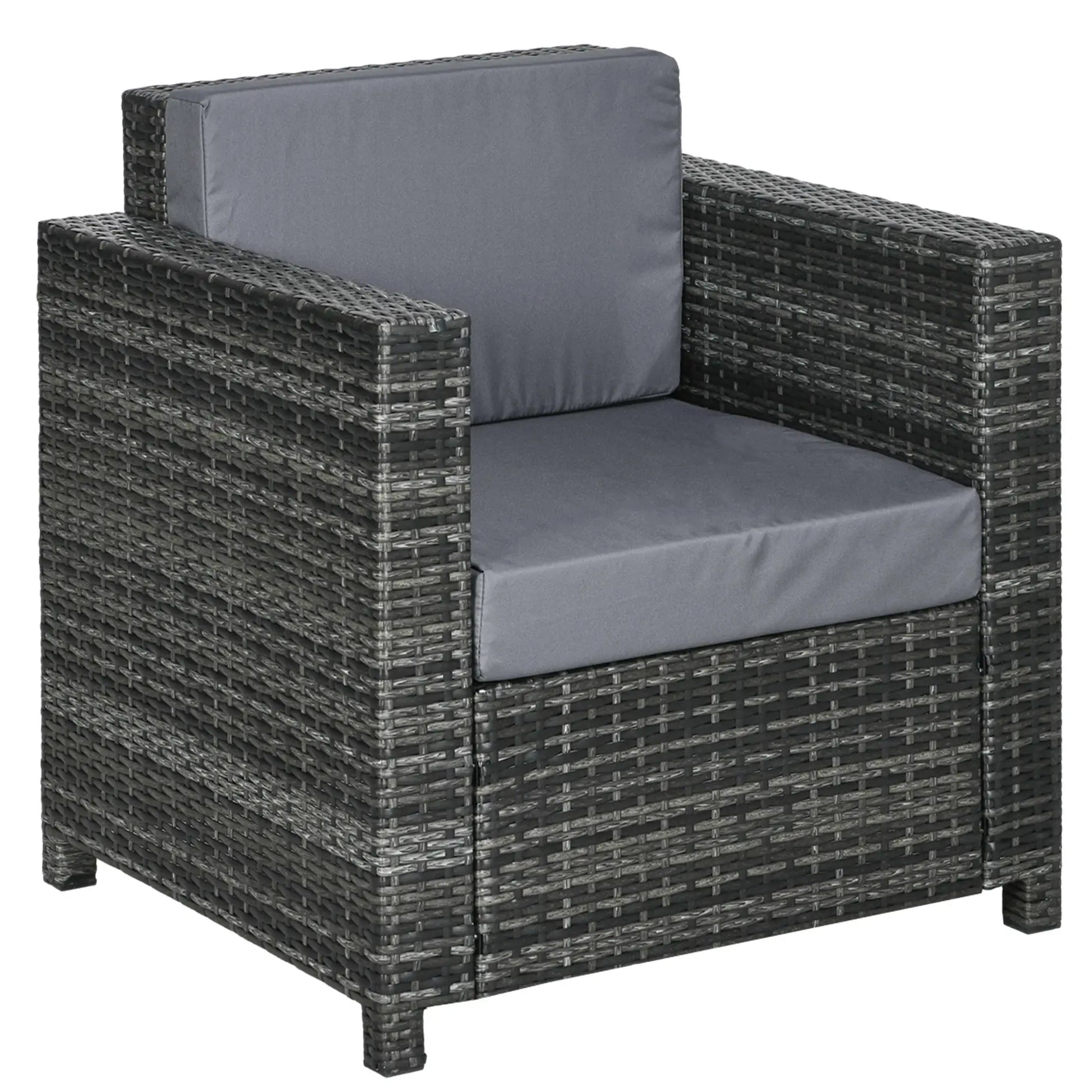 Outdoor Rattan Sofa, Patio Wicker Armchair with Cushions, Grey Patio Chairs at Gallery Canada