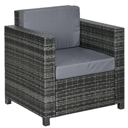Outdoor Rattan Sofa, Patio Wicker Armchair with Cushions, Grey Patio Chairs at Gallery Canada