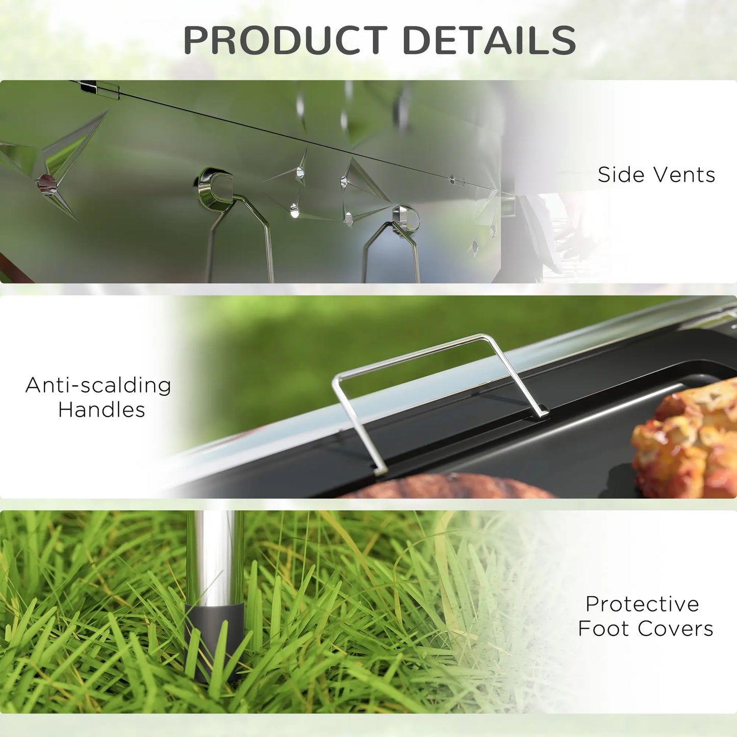 Portable Charcoal Grill, Stainless Steel, Folding With Shelf