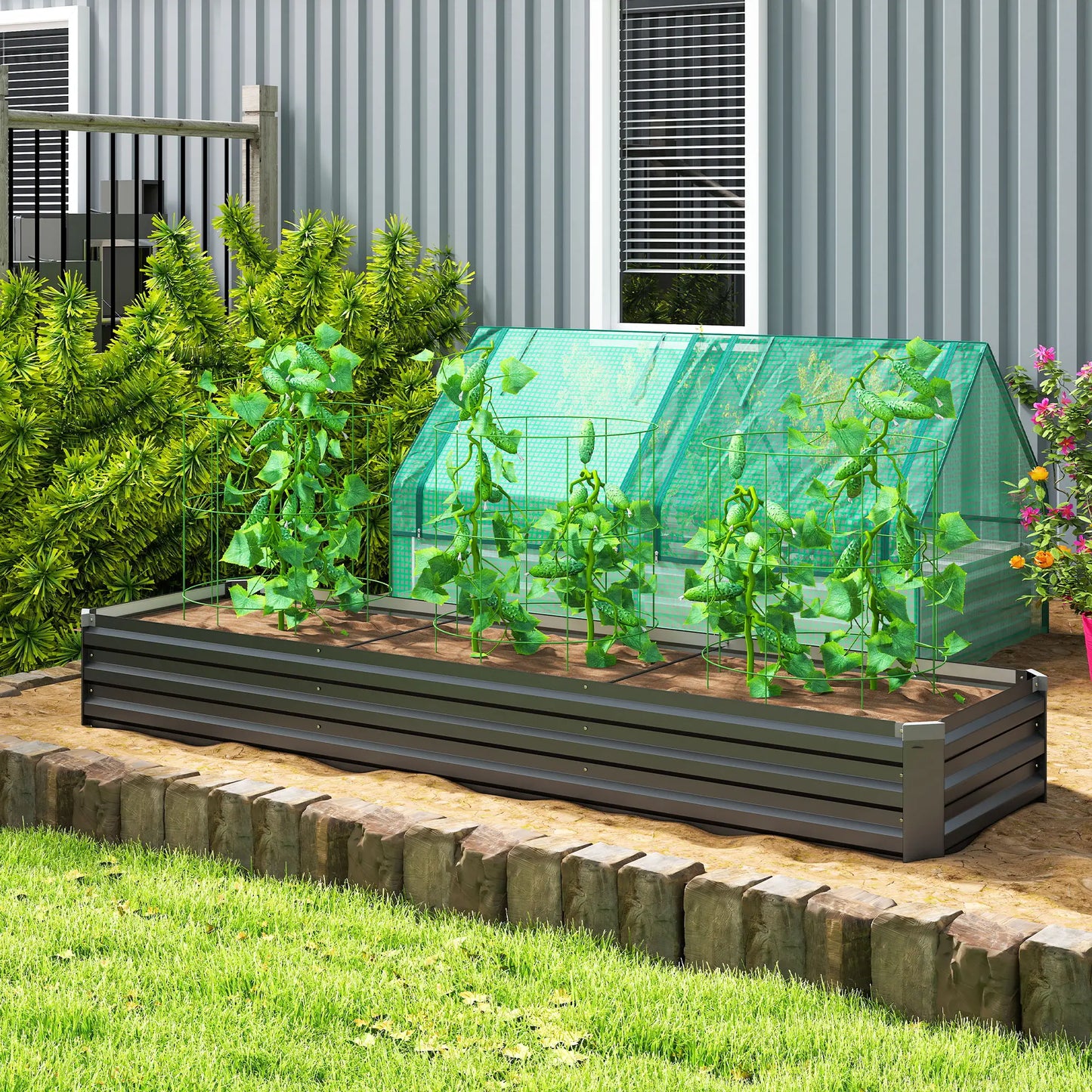 8'x2'x1' Galvanized Raised Bed, Elevated Planter Box, Dark Grey Raised Garden Beds at Gallery Canada