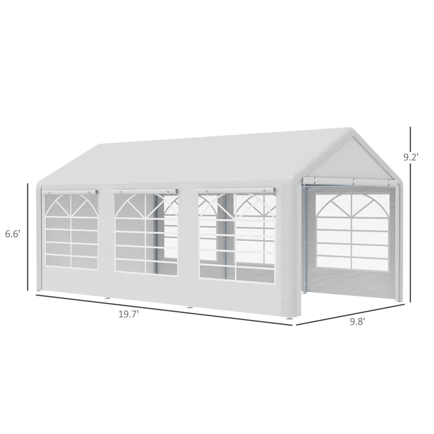 20’ x 10’ Heavy Duty Party Tent, with Sidewall, Zipper Door, White Canopy Tents at Gallery Canada