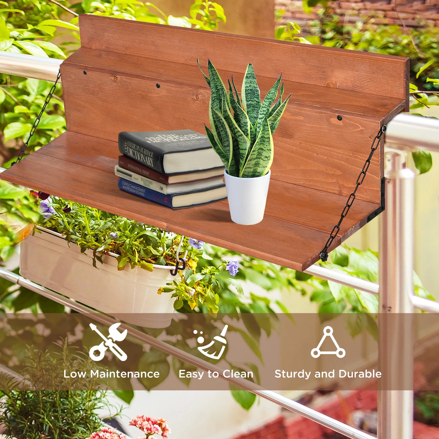 Folding Balcony Table, Spruce Foldable Desk, 39.4 Inch, Orange Balcony Table Hanging at Gallery Canada