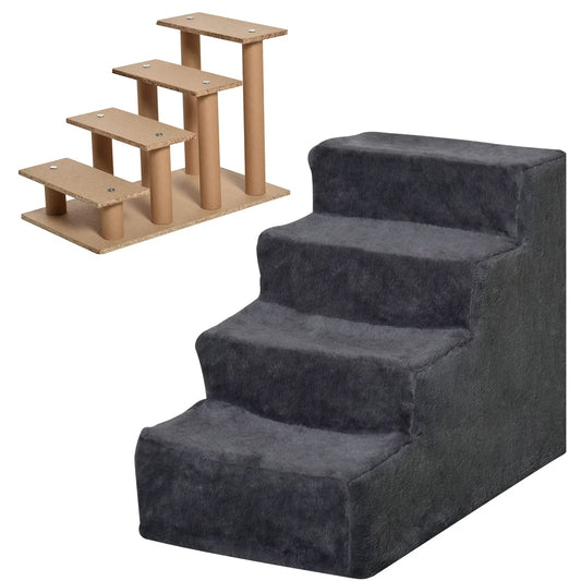 4-Step Dog Ramp for Sofa, Bed, Couch, Removable Cover, Dark Grey Dog Stairs Dark Grey at Gallery Canada