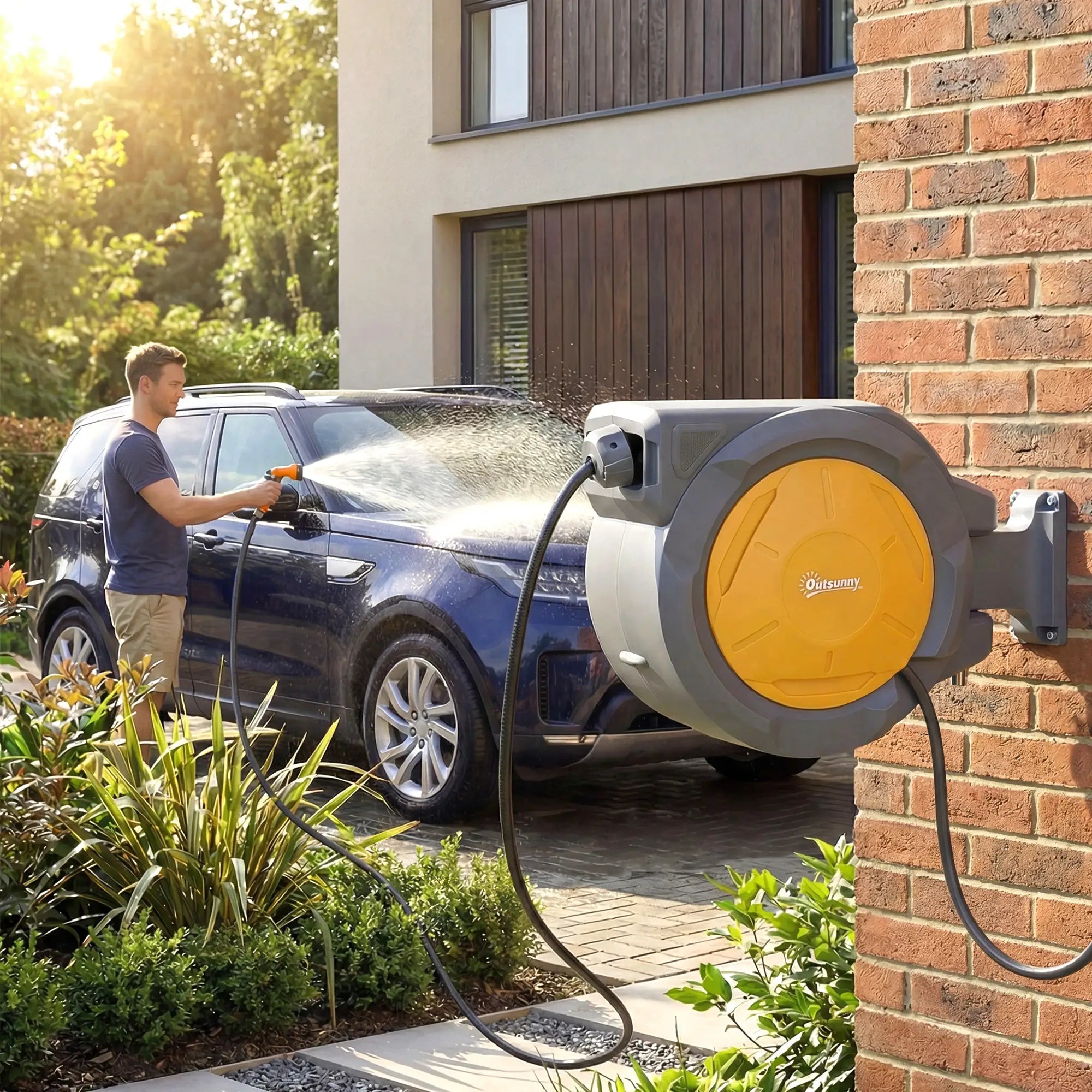 1/2 in x 100ft Wall Mounted Garden Hose Reel, Auto Rewind, Orange Garden Accessories at Gallery Canada