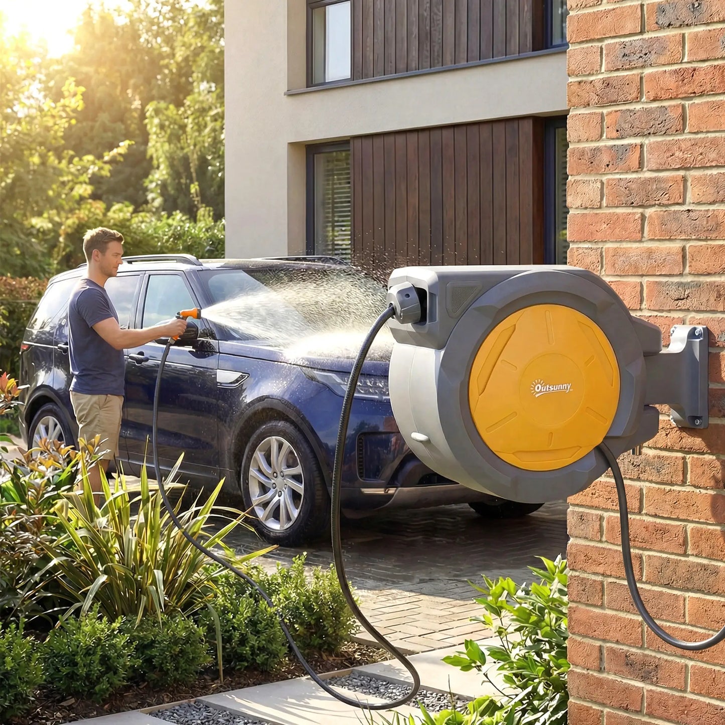 1/2 in x 100ft Wall Mounted Garden Hose Reel, Auto Rewind, Orange Garden Accessories at Gallery Canada