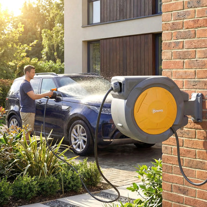 1/2 in x 100ft Wall Mounted Garden Hose Reel, Auto Rewind, Orange Garden Accessories at Gallery Canada