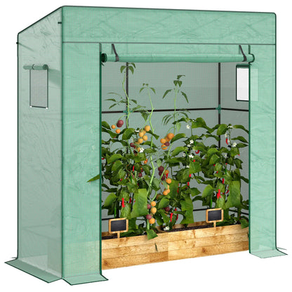Walk-In Tomato Greenhouse, Reinforced PE Cover, Roll-Up Door, Mesh Windows, Green Greenhouses at Gallery Canada