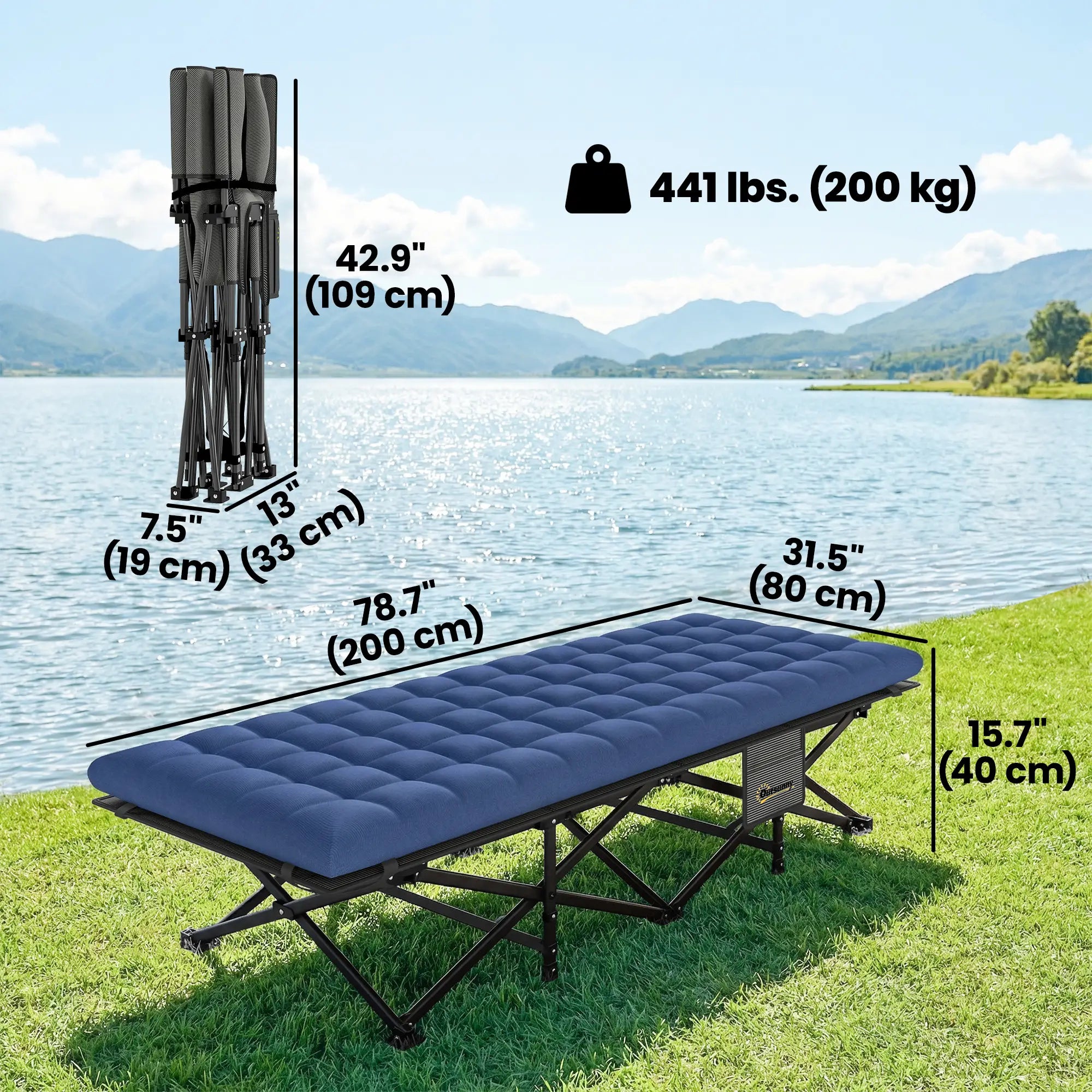 Set Of 2 Camping Cots With Soft Pad, 32