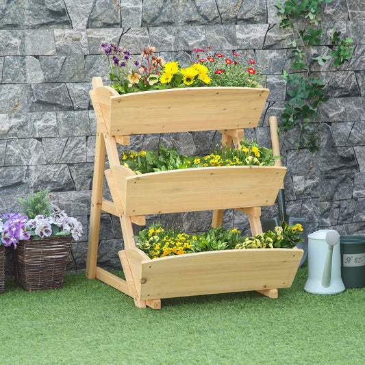 3 Tier Raised Garden Bed, Vertical Wooden Elevated Planter Box Kit, Plant Stand for Flowers, Vegetables, Herbs - Gallery Canada