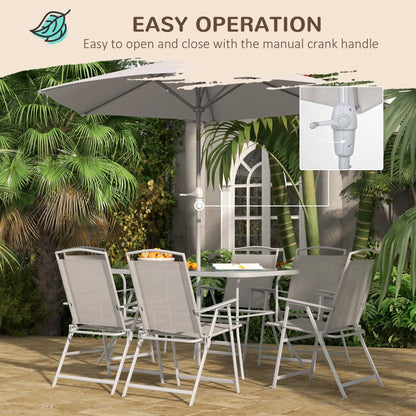 8 Piece Patio Dining Set, 6 Folding Chairs, Rectangle Table, Grey Outdoor Dining Sets at Gallery Canada