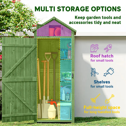 30" x 21" x 71" Garden Storage Shed, Outdoor Tool House, 3 Tier Shelves, Green Sheds at Gallery Canada