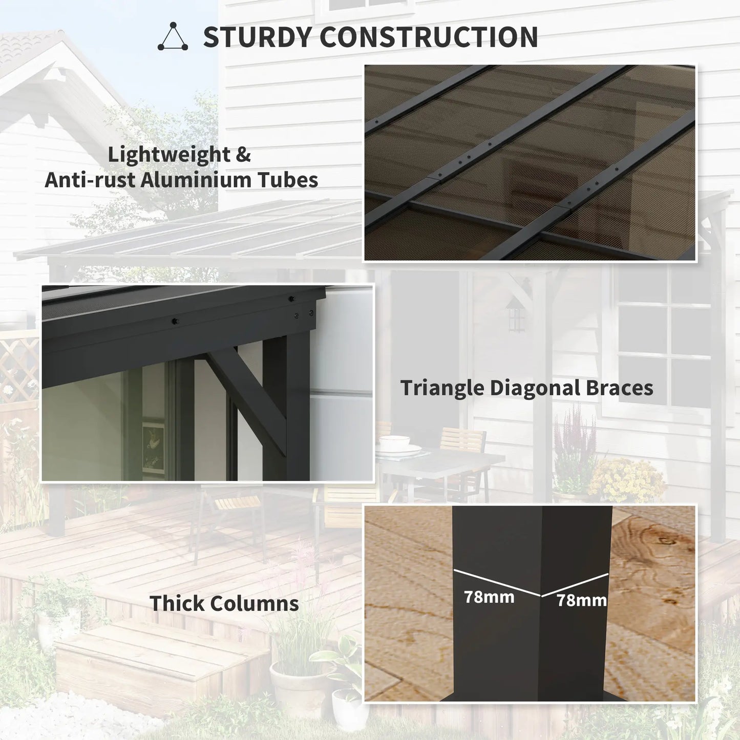 10' x 10' Hardtop Gazebo, Wall Mounted Free Standing, UPF 50+ Waterproof Polycarbonate Roof Pergolas at Gallery Canada