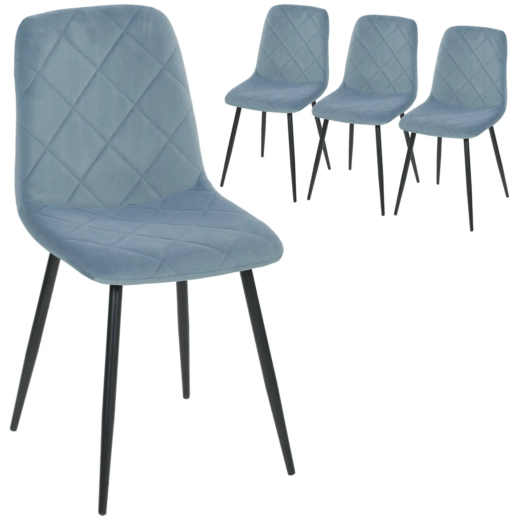 Upholstered Dining Chairs Set of 4, Steel Legs, Modern Kitchen, Light Blue Dining Chairs at Gallery Canada