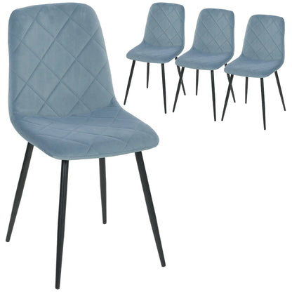 Upholstered Dining Chairs Set of 4, Steel Legs, Modern Kitchen, Light Blue Dining Chairs at Gallery Canada