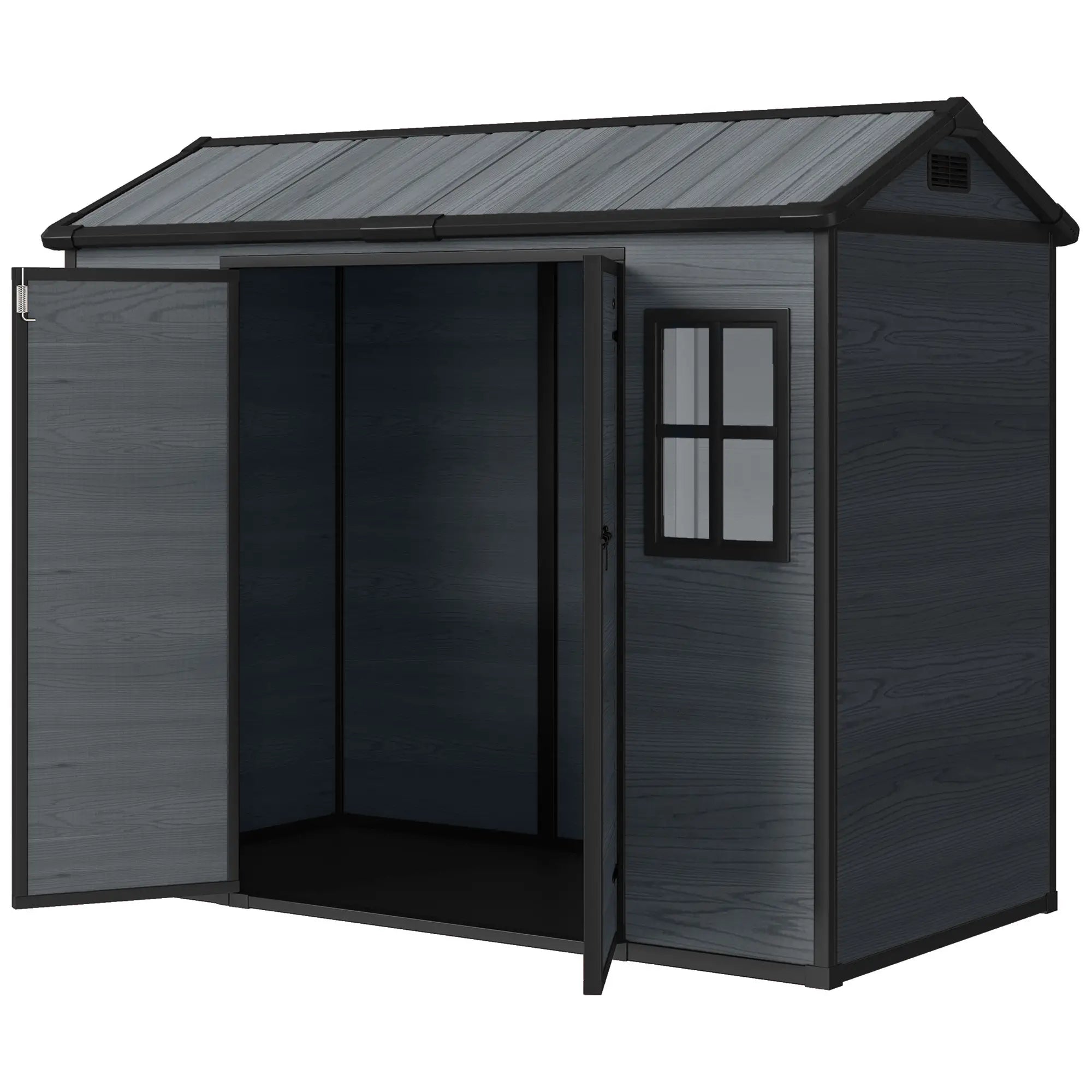 8 x 4 ft Dark Grey Resin Garden Shed, Wood-Effect Outdoor Storage, Dark Grey Sheds Dark Grey at Gallery Canada