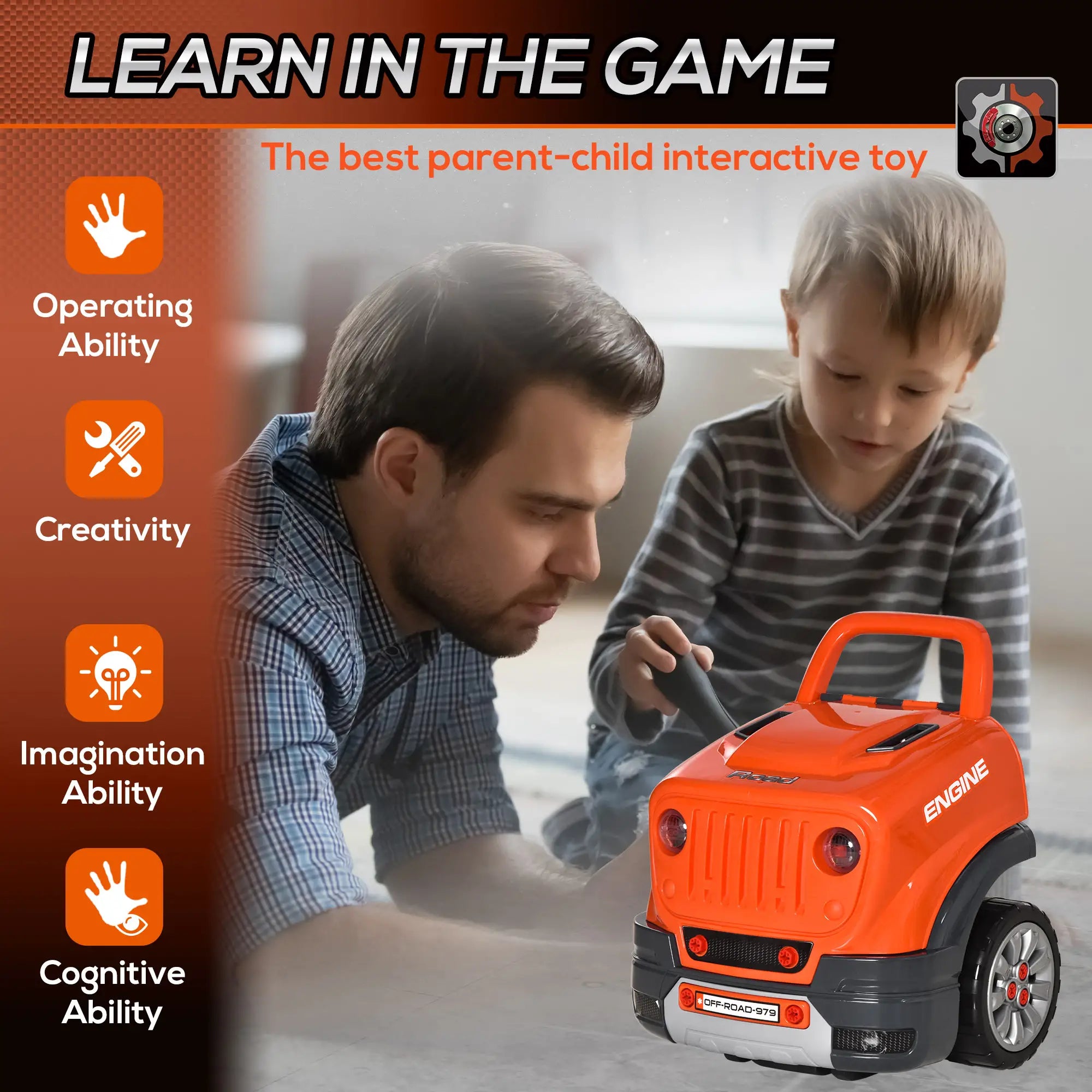 Kids Truck Engine Toys, Construction Educational Repair Car Tool Set with Light and Sound, Orange Workbench Toy Sets at Gallery Canada