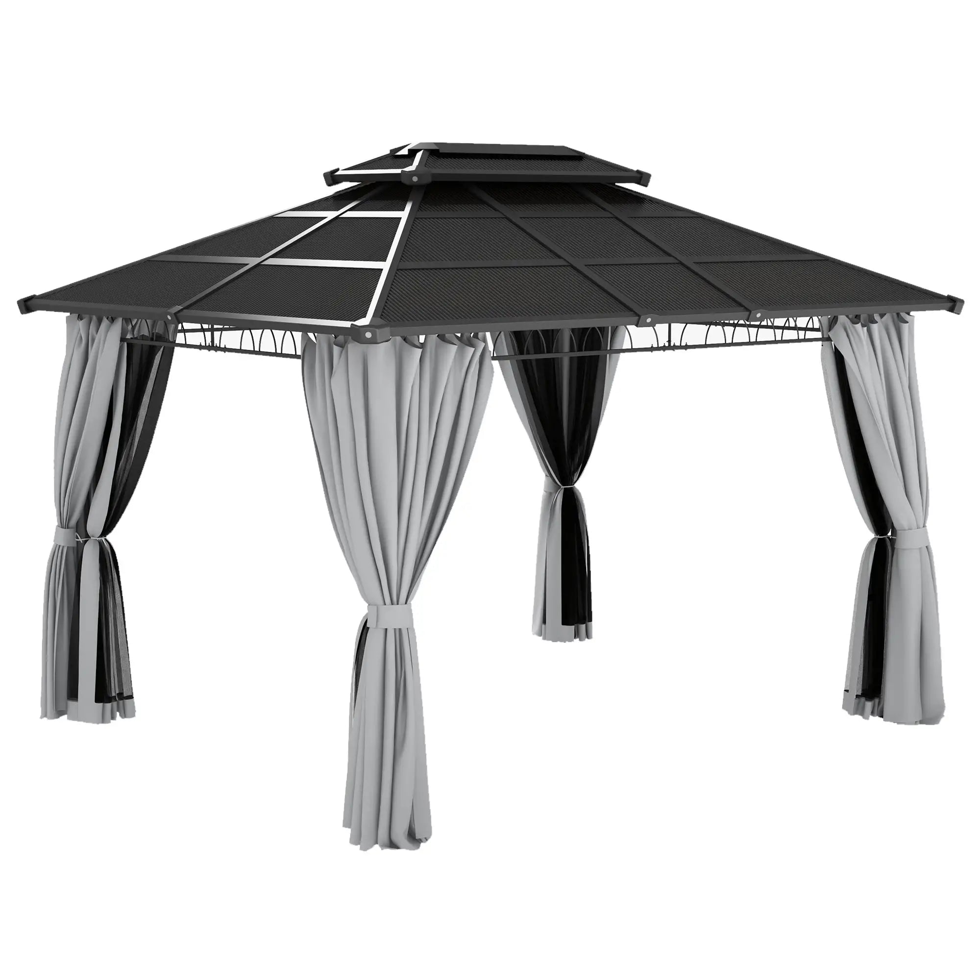 10' x 12' Outdoor Hardtop Gazebo, Steel Frame, Grey Gazebos at Gallery Canada